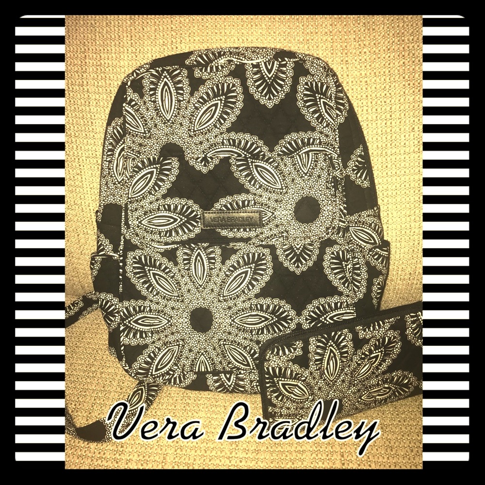 🖤🚫SOLD🚫Vera Bradley B&W Paisley Backpack Set🖤
